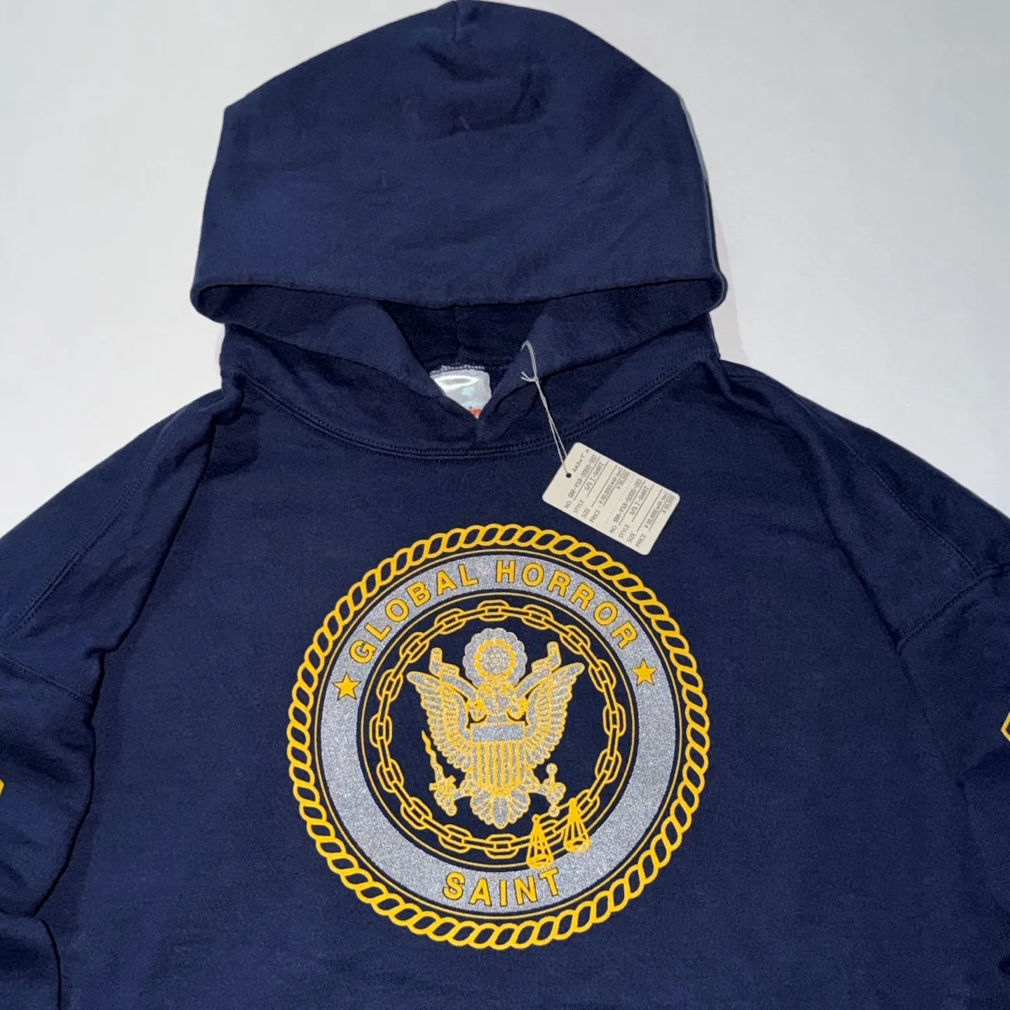 Reflective effect SAINT Mxxxxxx HOODIE/SAINT/NVY Reflective Angel Hoodie Blue S-XL Original open mold Loose cut Comfortable version Top printing technology 3M reflective paste Best reflective effect in the industry Correct version Original consistent main mark/wash mark/cherub anti-counterfeiting